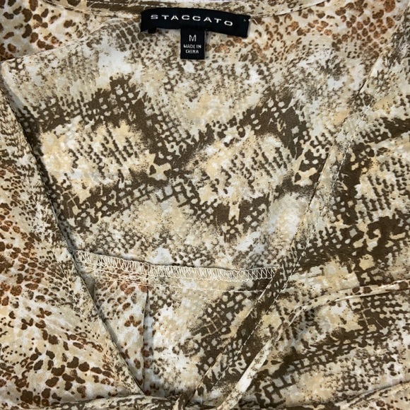 STACCATO Animal Print V-Neck Faux Wrap Front Animal Print Long Sleeve Blouse - Picture 3 of 14